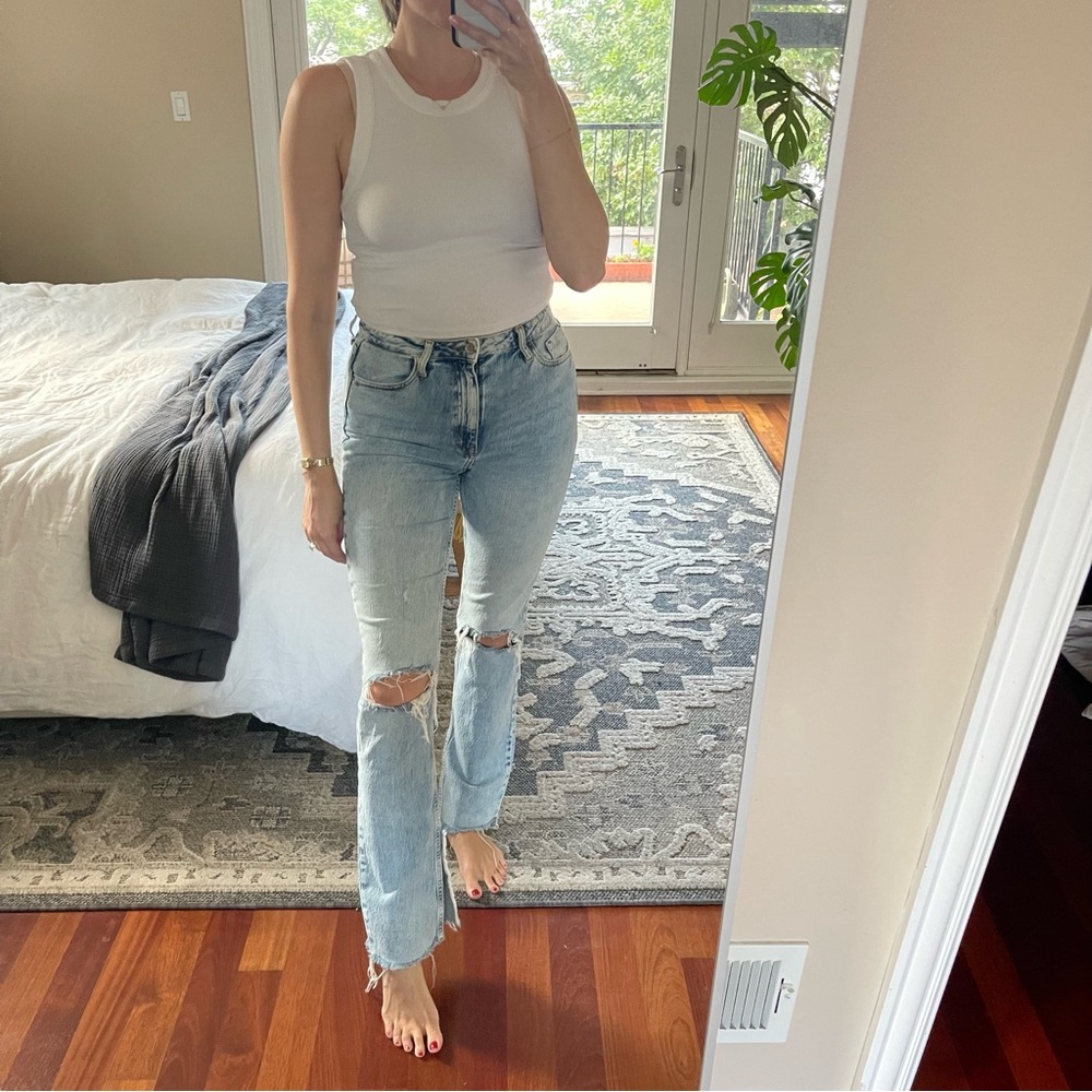 Zara Bootcut Distressed Blue Jeans